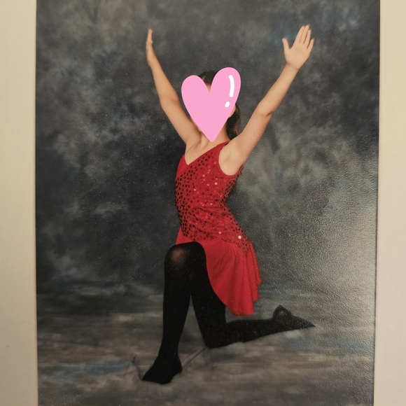 Kelle red sequined 4-way stretch shorts bodysuit jazz dance costume size MC - Picture 2 of 7